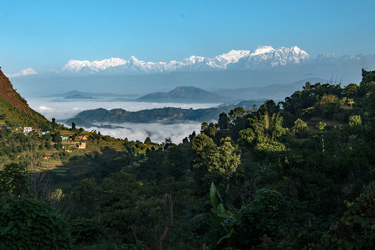 Blick von Bandipur zum Himalaya